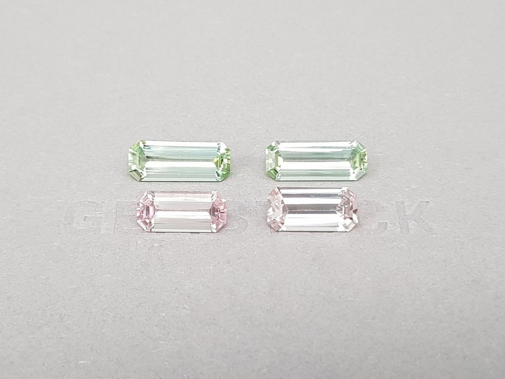 Set of contrasting pink-green tourmalines in octagon cut 9.34 ct Image №1