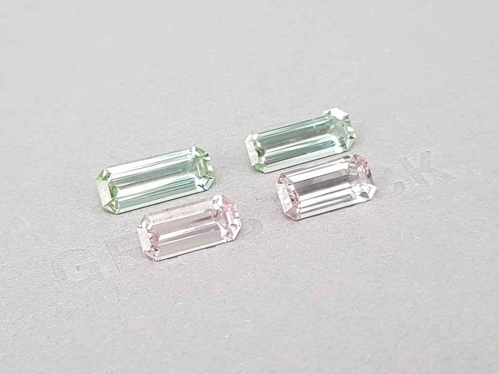 Set of contrasting pink-green tourmalines in octagon cut 9.34 ct Image №2