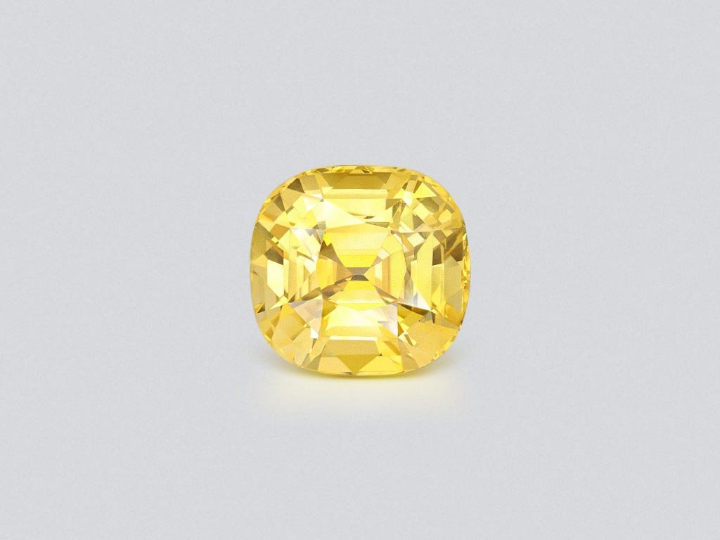 Rare Ceylon unheated cushion cut golden sapphire 18.14 ct, Vibrant type GRS Image №1