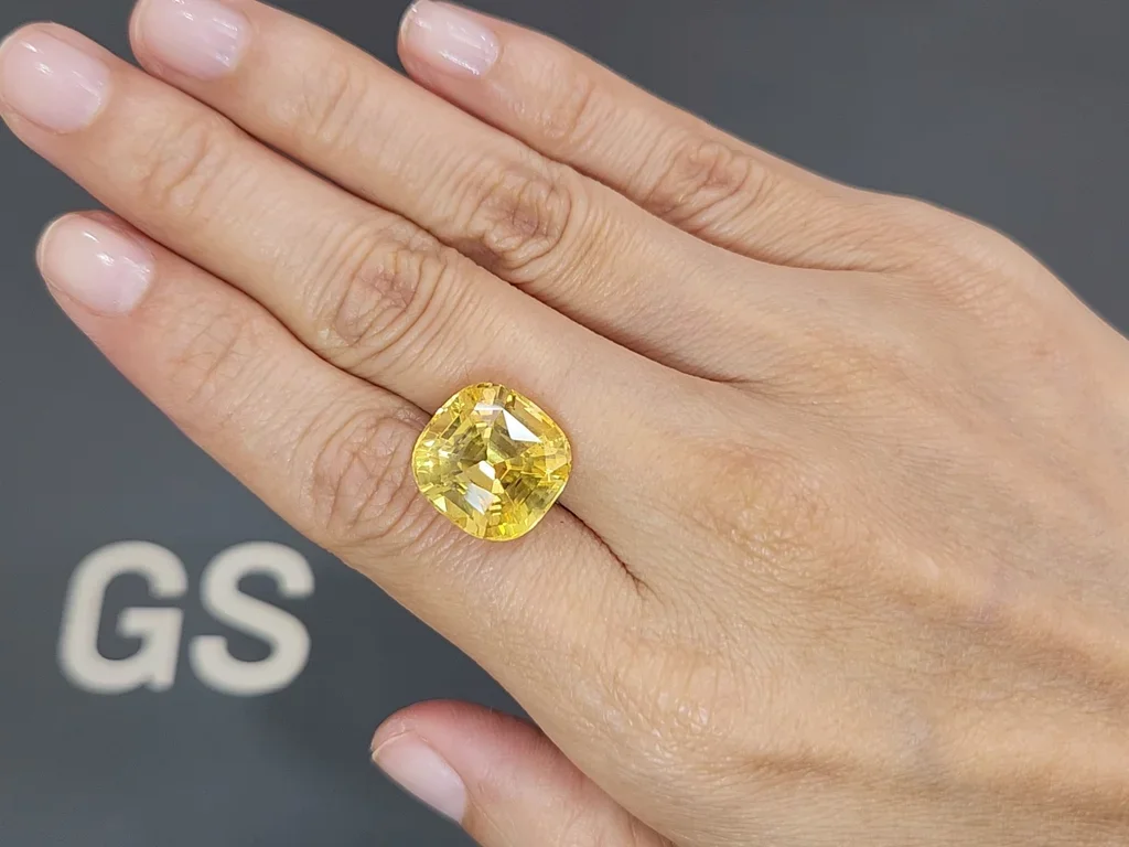 Seltener unbeheizter Ceylon-Goldsaphir im Kissenschliff, 18,14 ct, lebendiges GRS Image №2