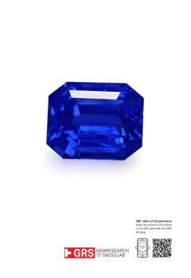 Certificate Saphir du Cachemire taille octogonale non chauffé 12,43 carats, Kashmir, (SSEF / Gubelin / GRS)