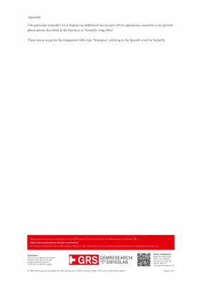 Certificate Émeraude verte intense Mariposa, taille octogonale 5,16 carats, Colombie