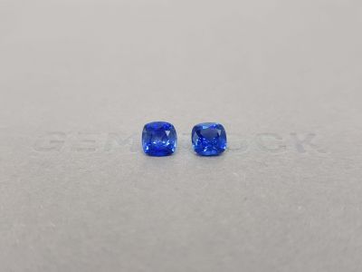 Pair of blue sapphires 2.10 ct cushion cut, Sri Lanka photo