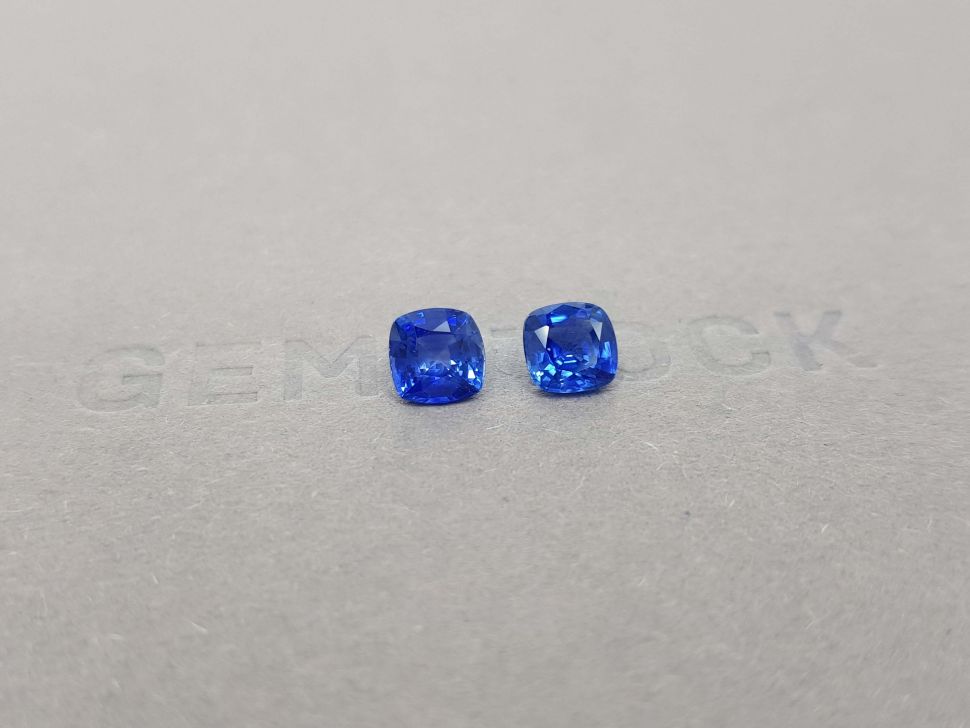 Pair of blue sapphires 2.10 ct cushion cut, Sri Lanka Image №2