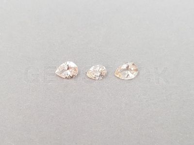 Set of unheated pastel yellow sapphires in pear cut 3.01 carats photo