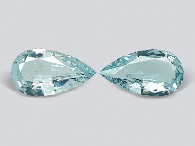 Pair of pear cut aquamarines 7.63 carats photo