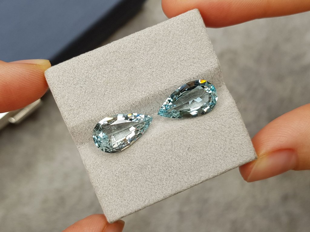 Pair of pear cut aquamarines 7.63 carats Image №3
