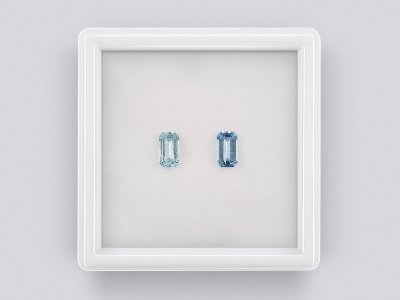 Pair of Emerald Cut Aquamarines 0.80ct photo