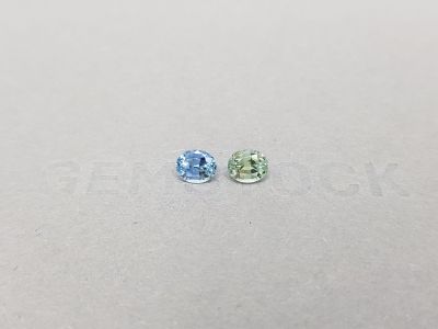 Contrasting pair of green and blue sapphires 1.32 ct photo