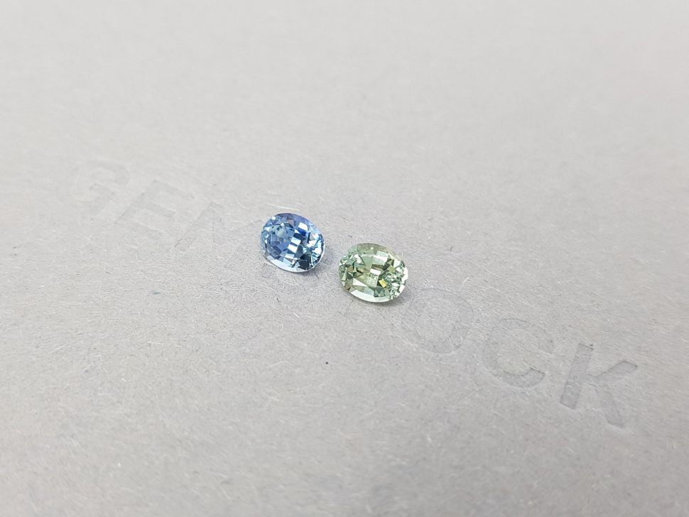 Contrasting pair of green and blue sapphires 1.31 ct Image №3