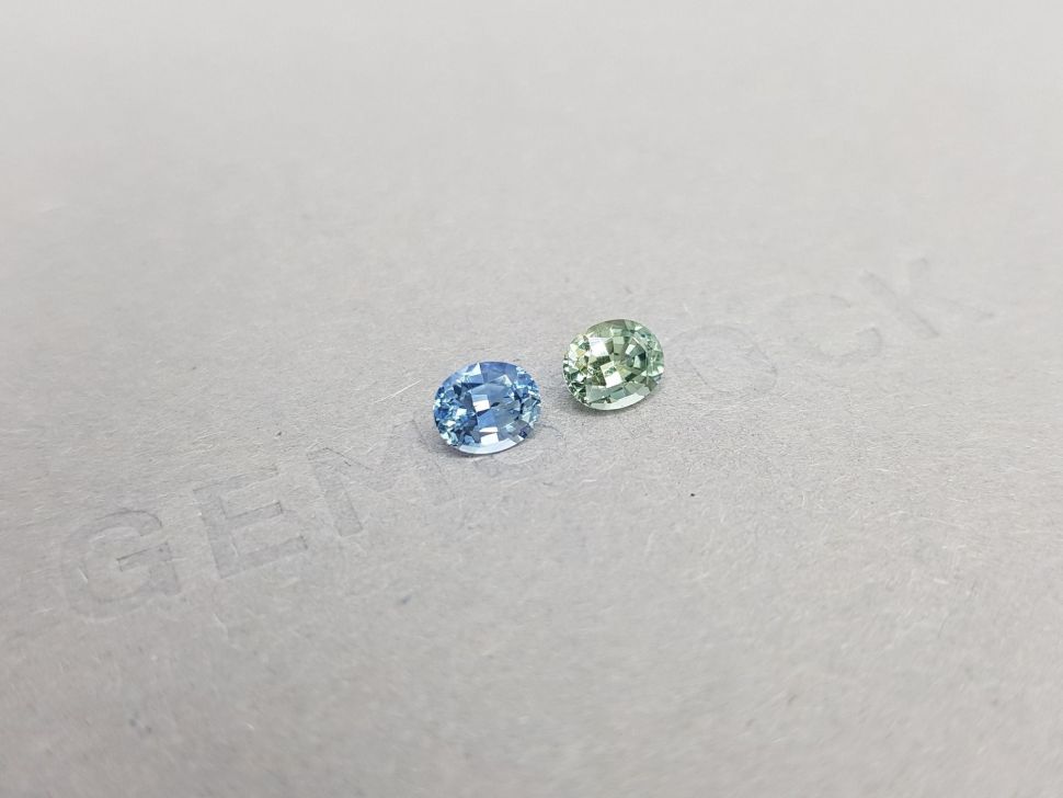 Contrasting pair of green and blue sapphires 1.31 ct Image №2