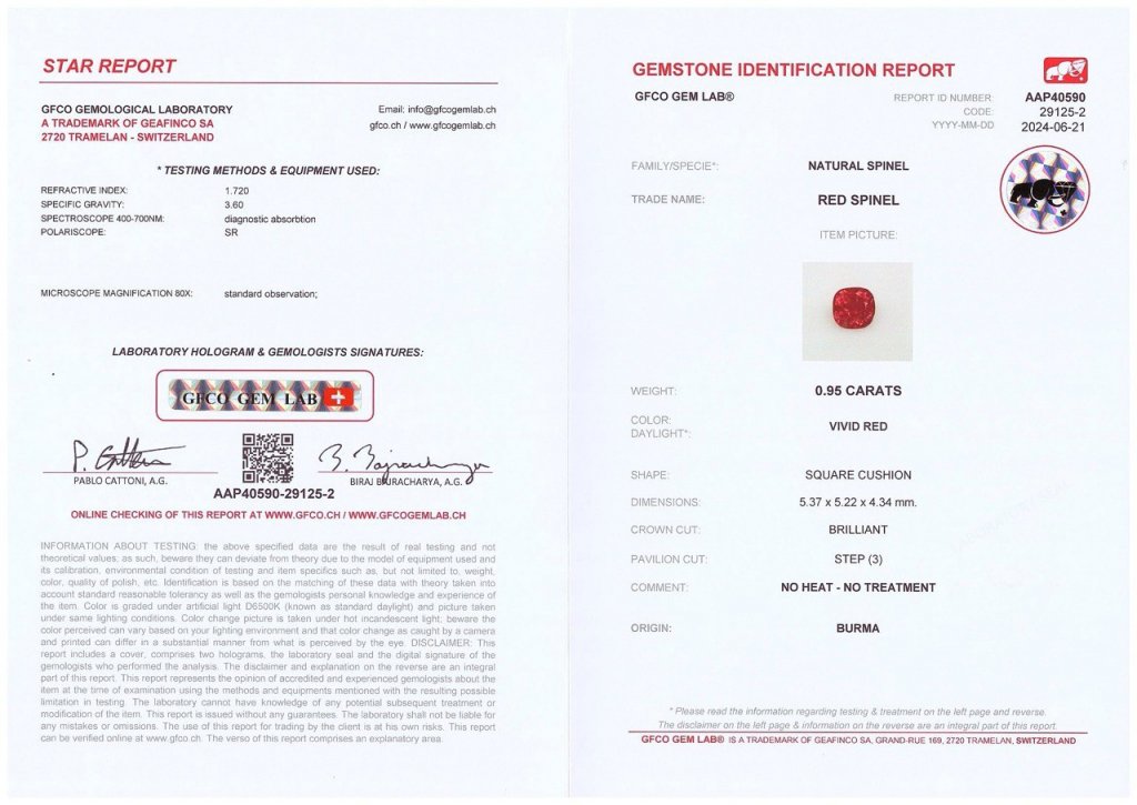 Vivid red cushion-cut spinel 0.95 carats, Burma  Image №6