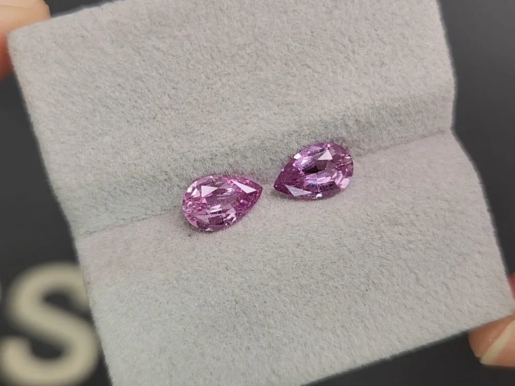 Paire de saphirs roses taille poire non chauffés, 2,10 carats, Sri Lanka Image №4