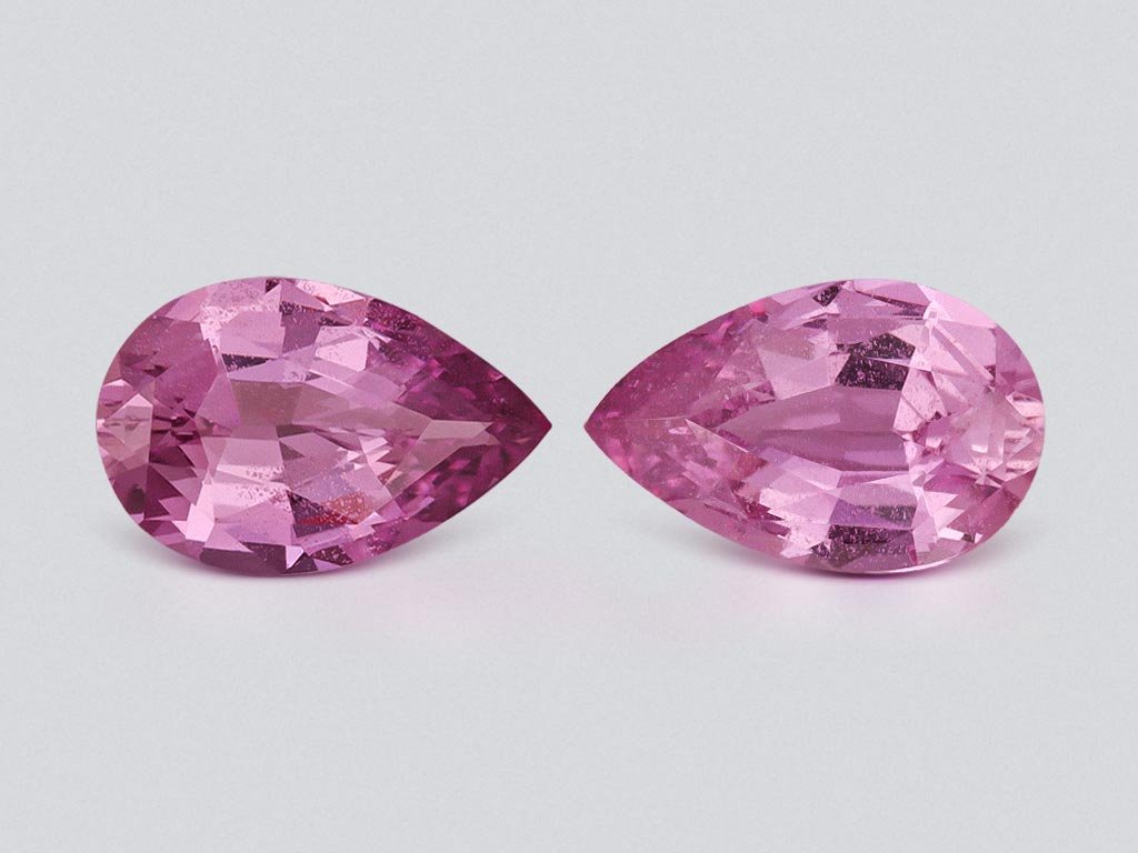 Paire de saphirs roses taille poire non chauffés, 2,10 carats, Sri Lanka Image №1