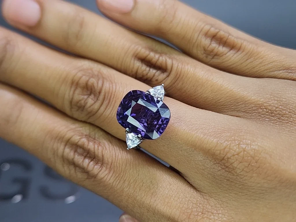 Saphir violet non chauffé de 10,10 carats, taille coussin, du Sri Lanka Image №5