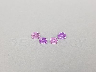 Set of purple and pink cushion-cut sapphires 2.25 carats photo