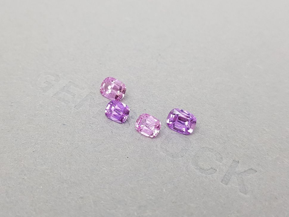 Set of purple and pink cushion cut sapphires 2.25 carats Image №2
