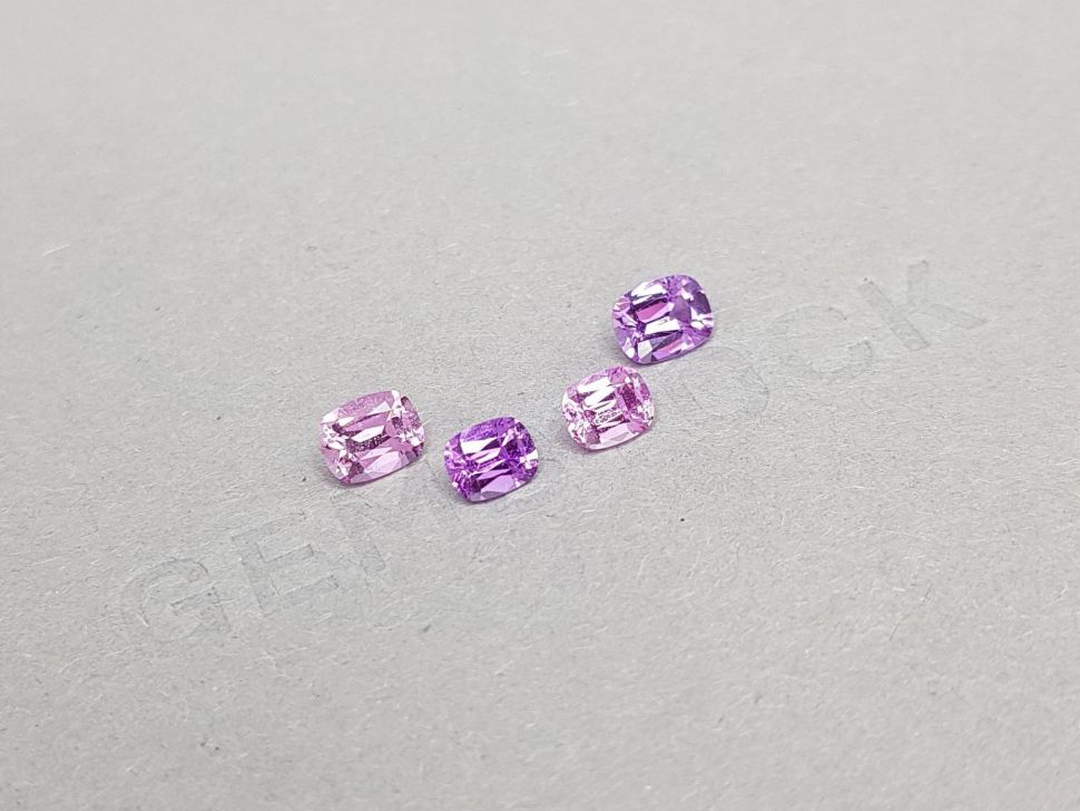 Set of purple and pink cushion cut sapphires 2.25 carats Image №3
