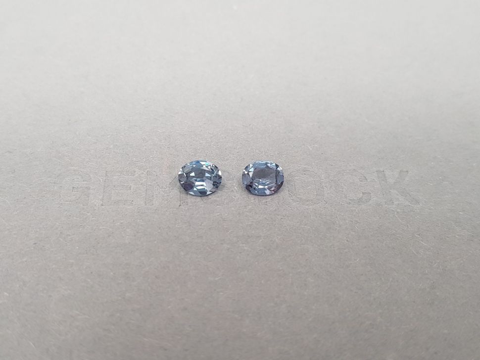 Pair of blue-gray oval cut spinels 1.17 ct, Burma Image №1