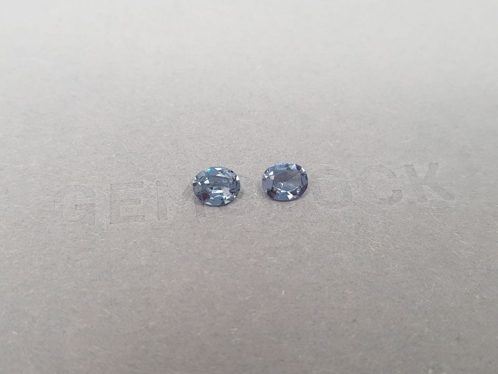 Pair of blue-gray oval cut spinels 1.17 ct, Burma Image №2