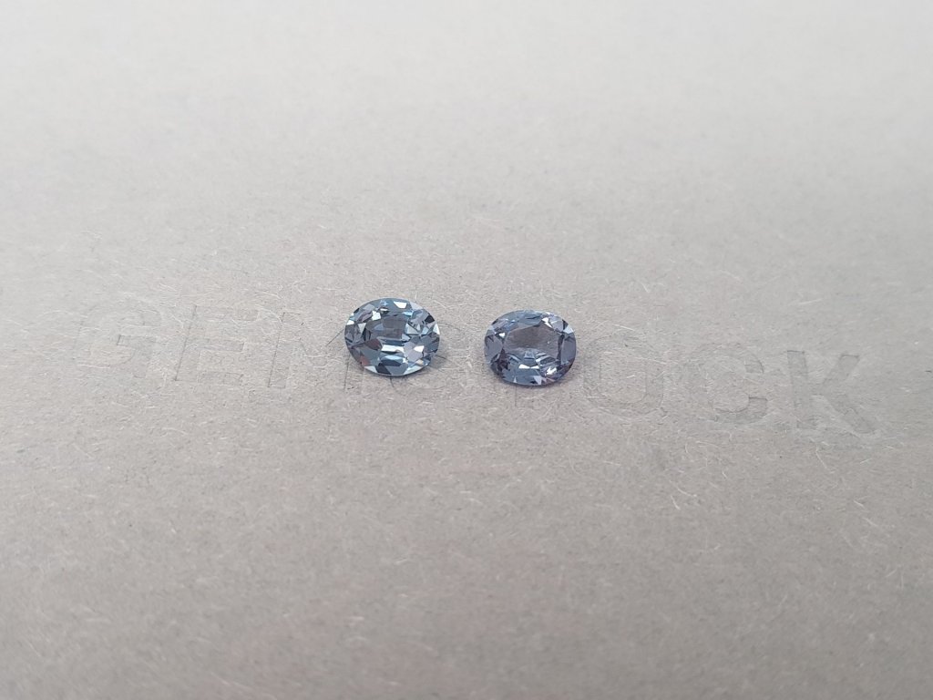 Pair of blue-gray oval cut spinels 1.17 ct, Burma Image №3