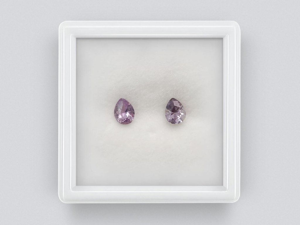 Pair of 0.76 carat pear cut lavender unheated sapphires from Madagascar  Image №1