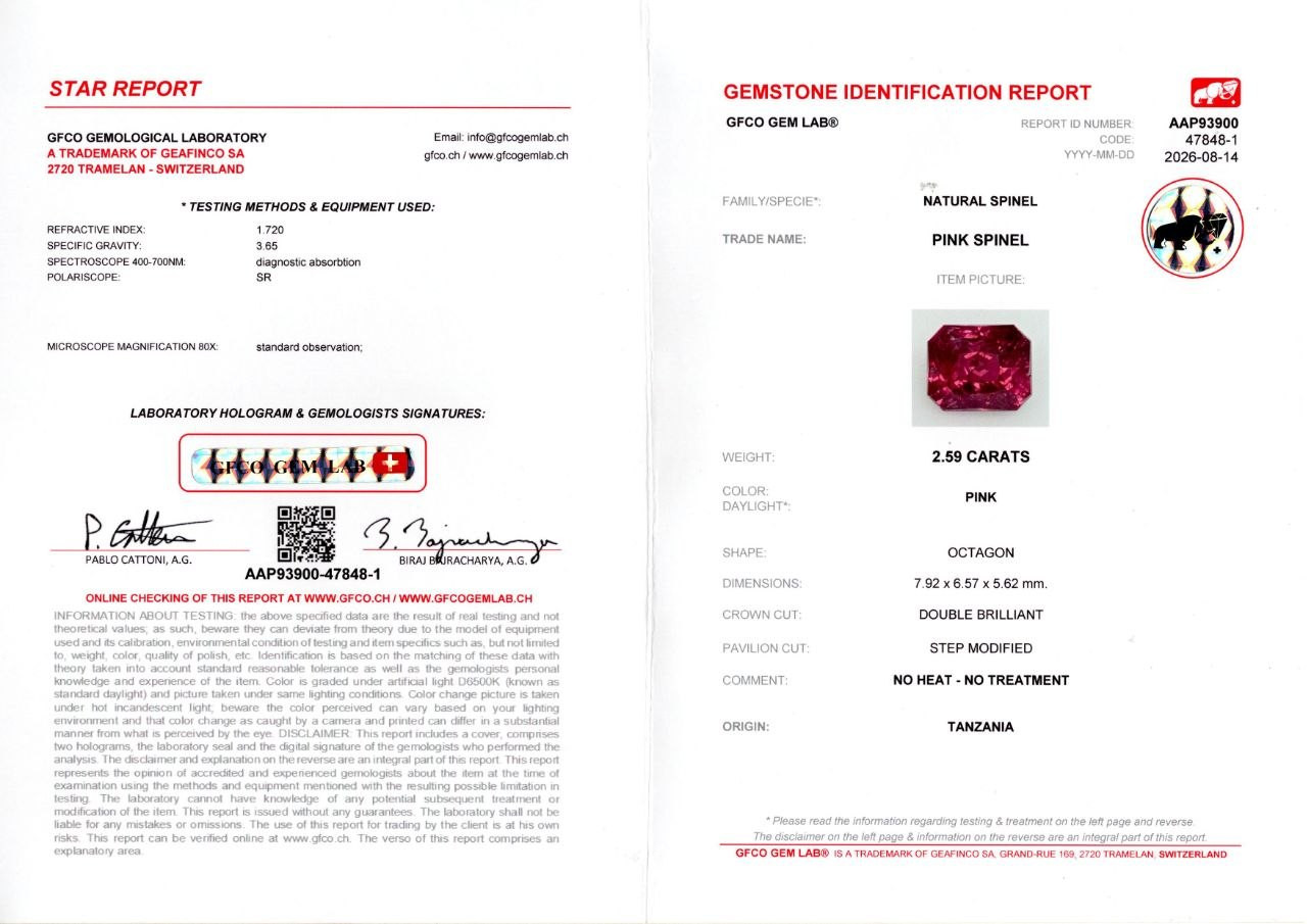 Rosa spinell im radiant-schliff 2,59 karat, Tansania Image №6
