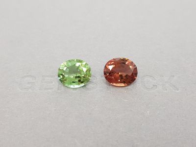 Contrasting pair of oval cut tourmalines 6.72 carats photo