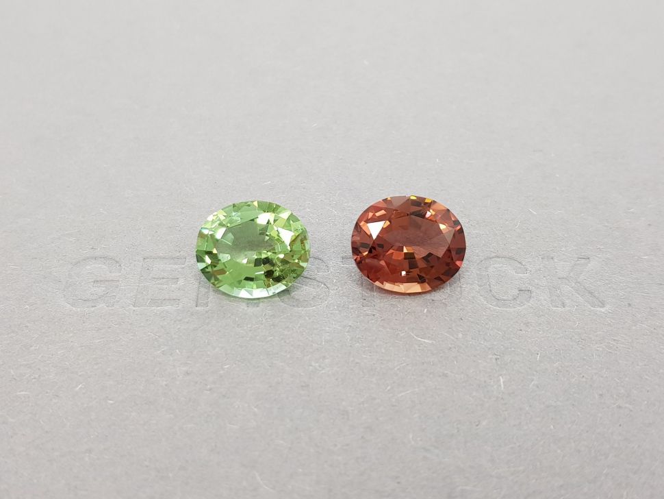 Contrasting pair of oval cut tourmalines 6.72 carats Image №1