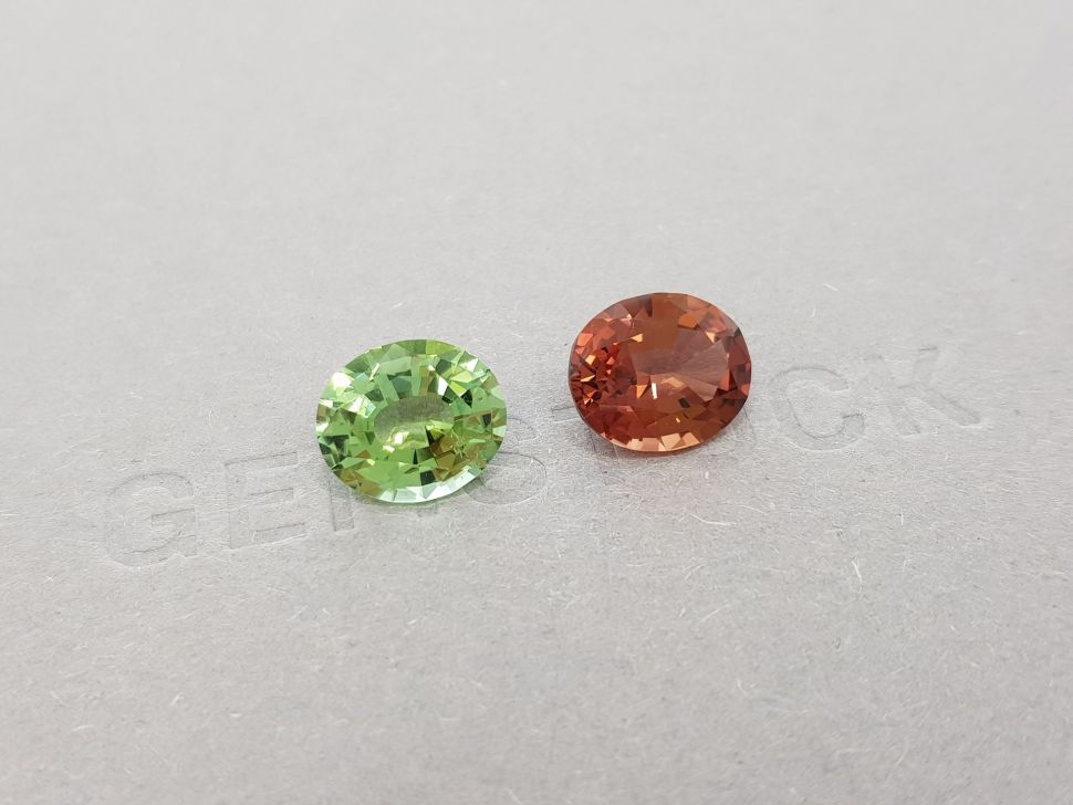 Contrasting pair of oval cut tourmalines 6.72 carats Image №2