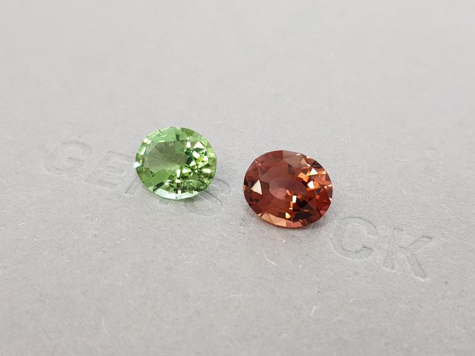Contrasting pair of oval cut tourmalines 6.72 carats Image №3