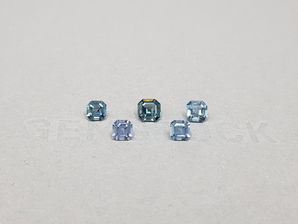 Set of blue and cyan spinels in Asscher cut 1.87 ct Image №1