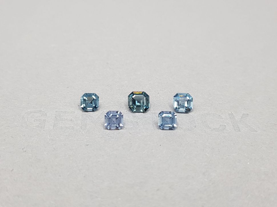 Set of blue and cyan spinels in Asscher cut 1.87 ct Image №1