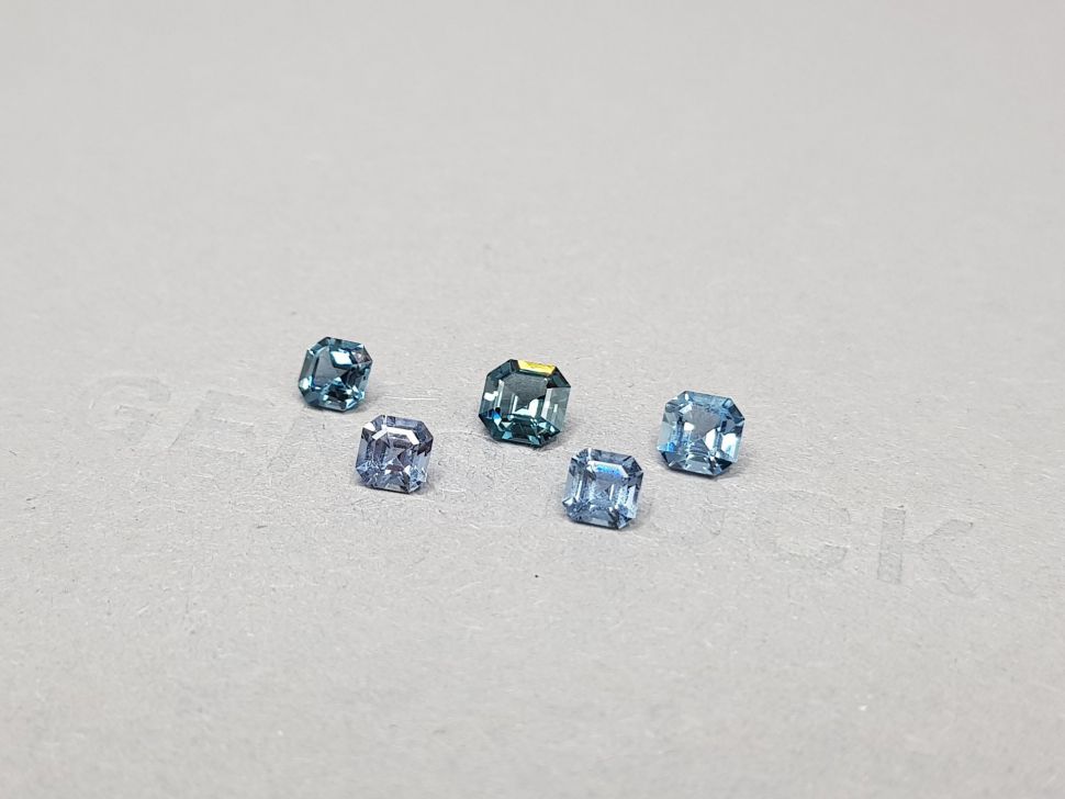 Set of blue and cyan spinels in Asscher cut 1.87 ct Image №3