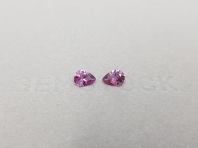 Pair of pear cut purple sapphires 1.60 ct photo