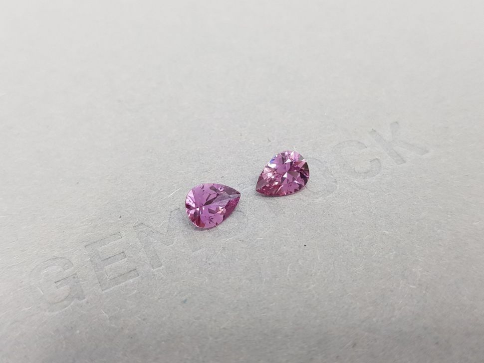 Pair of pear cut purple sapphires 1.60 ct Image №2