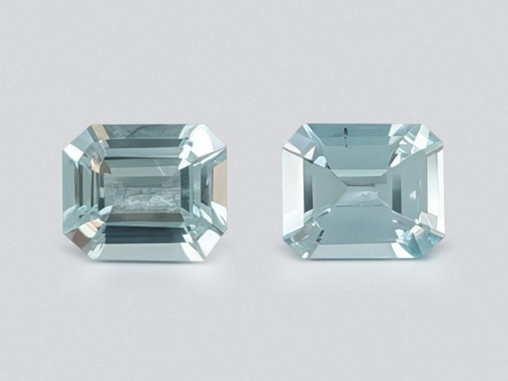 Pair of octagon cut aquamarines 1.39 ct, Madagascar Image №1