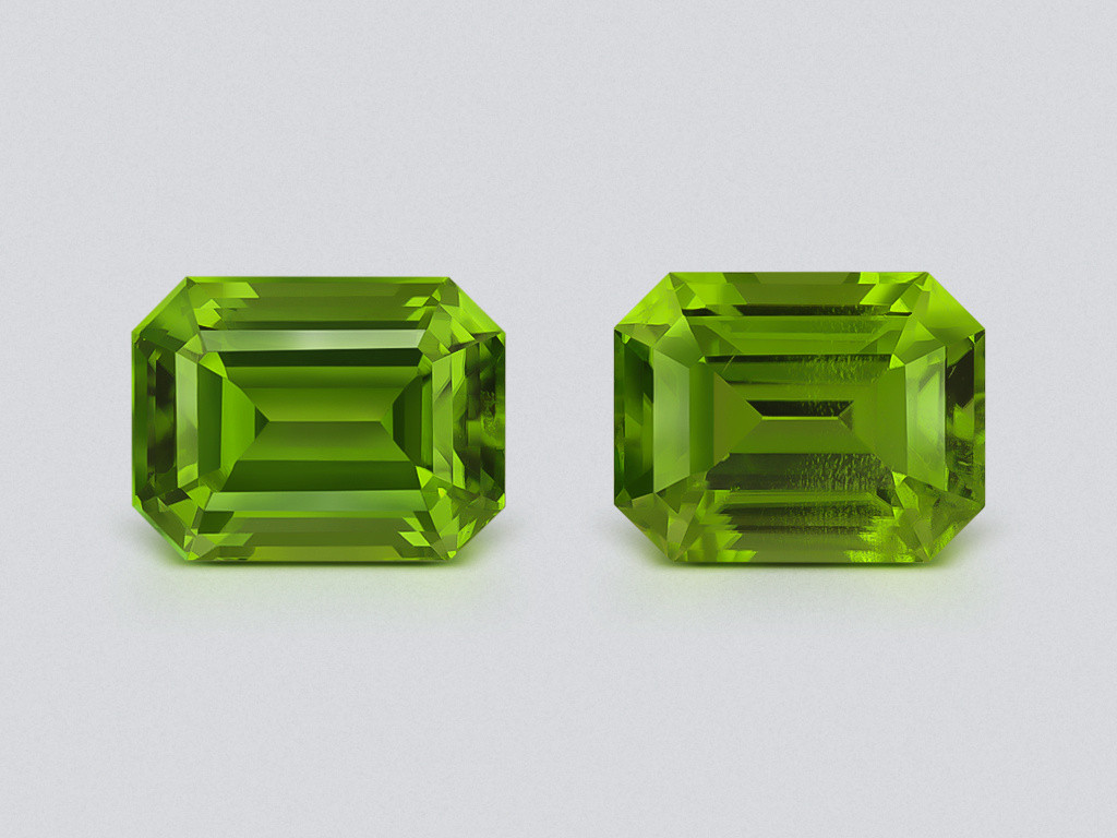 Par de peridotos amarillo-verdes de talla octogonal de 8,96 carats, Pakistán  Image №1