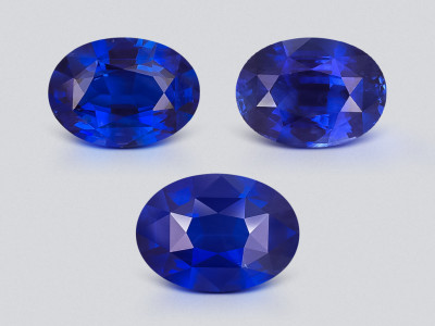 Set of Royal Blue sapphires in oval cut 10.56 carats, Sri Lanka photo