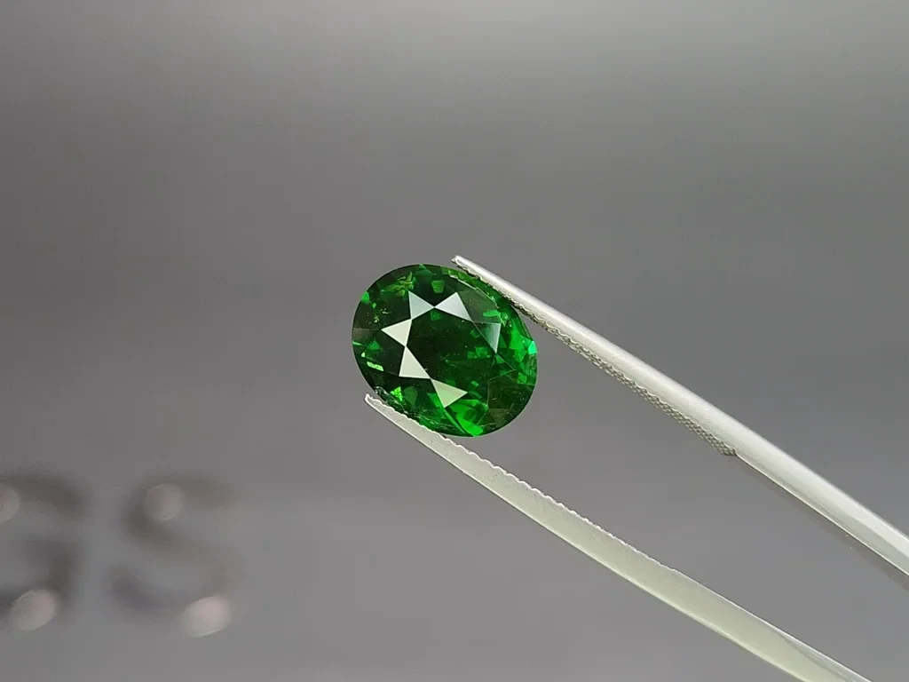 Vivid Green tsavorite garnet in oval cut 5.52 carats, Africa Image №3