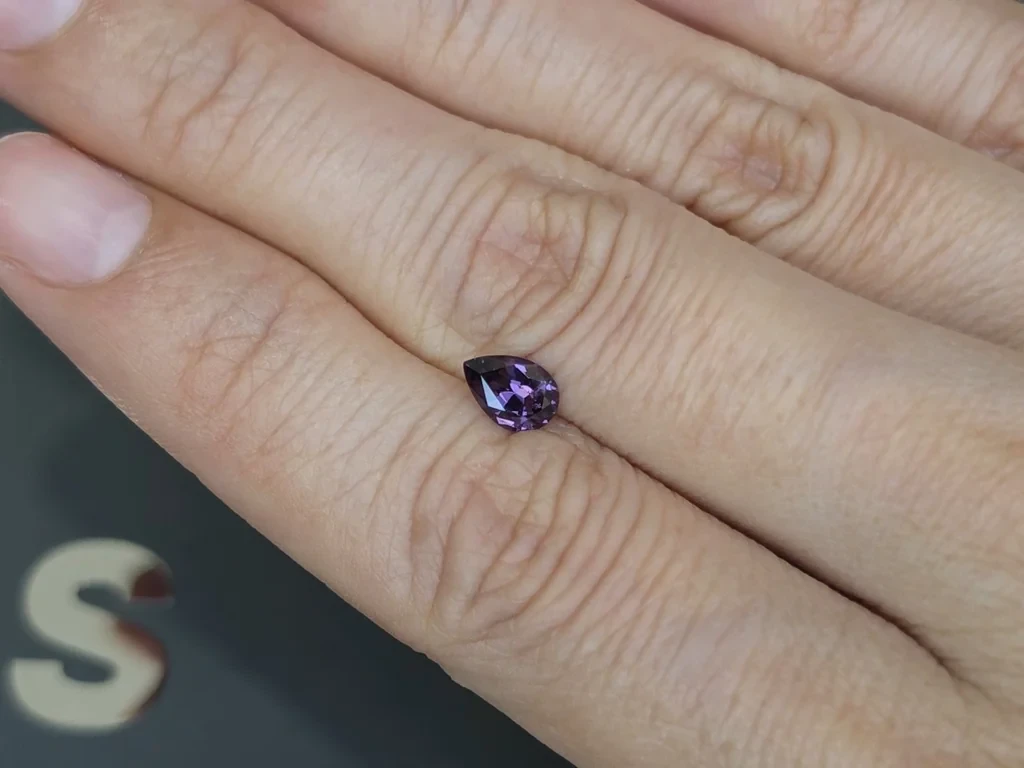 Purple spinel pear cut 0.64 carats, Tanzania Image №2