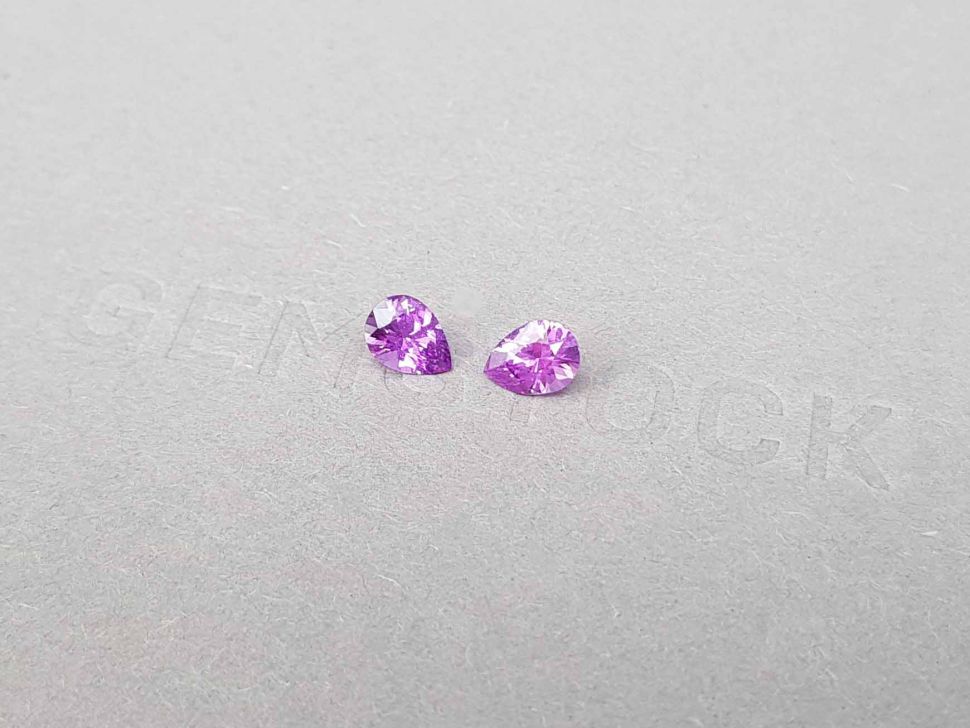 Pair of unheated pear cut pink sapphires 0.98 ct, Madagascar Image №3