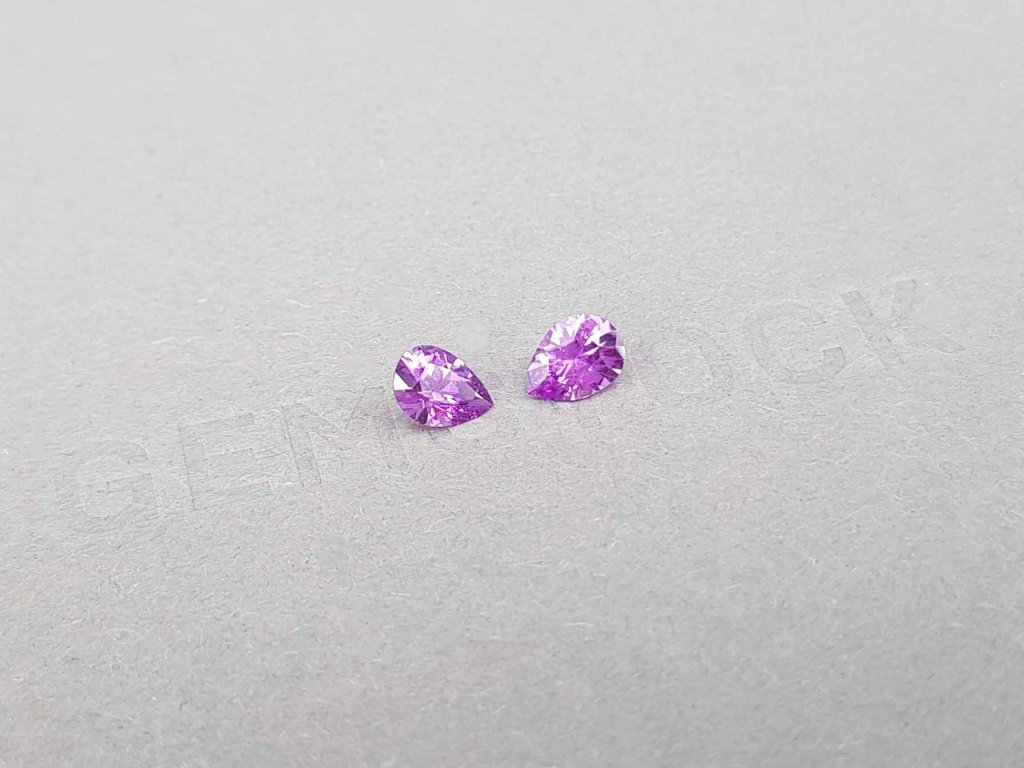 Pair of unheated pear cut pink sapphires 0.98 ct, Madagascar Image №2