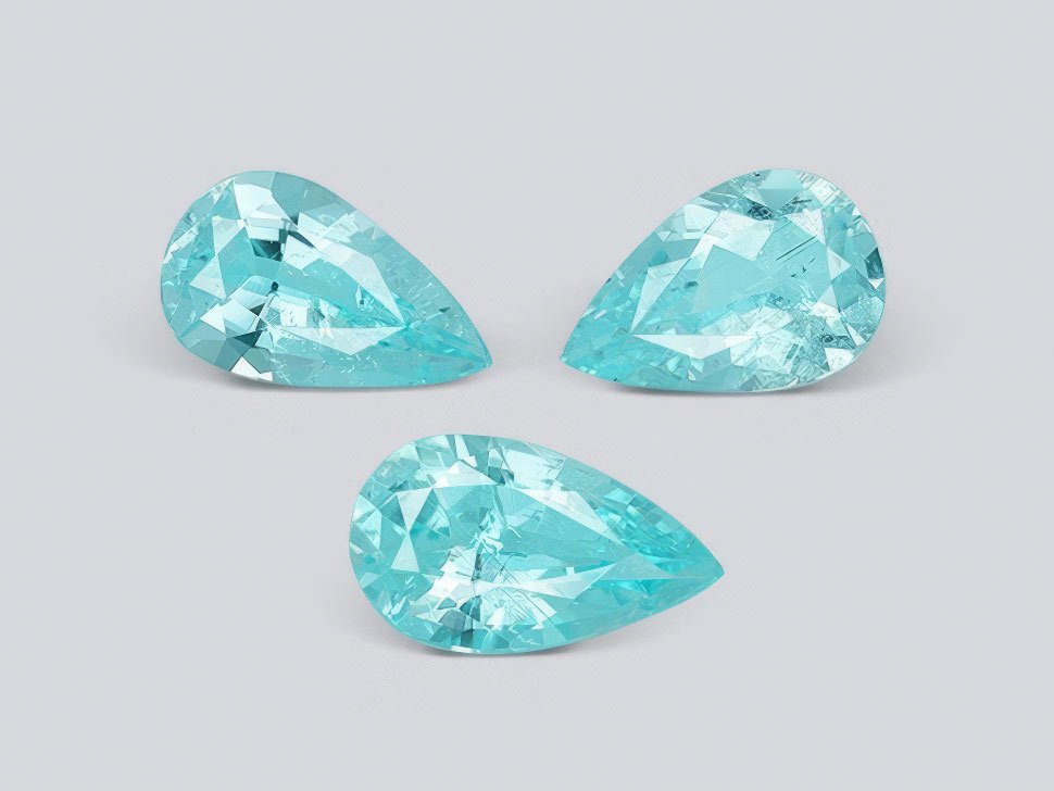 Set of Paraiba tourmalines in pear cut 2.80 carats, Mozambique Image №1