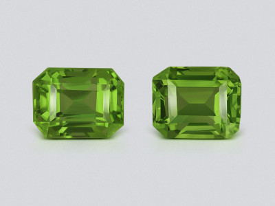 Paire de péridots vert-jaune taille octogonale 6,47 ct Birmanie photo