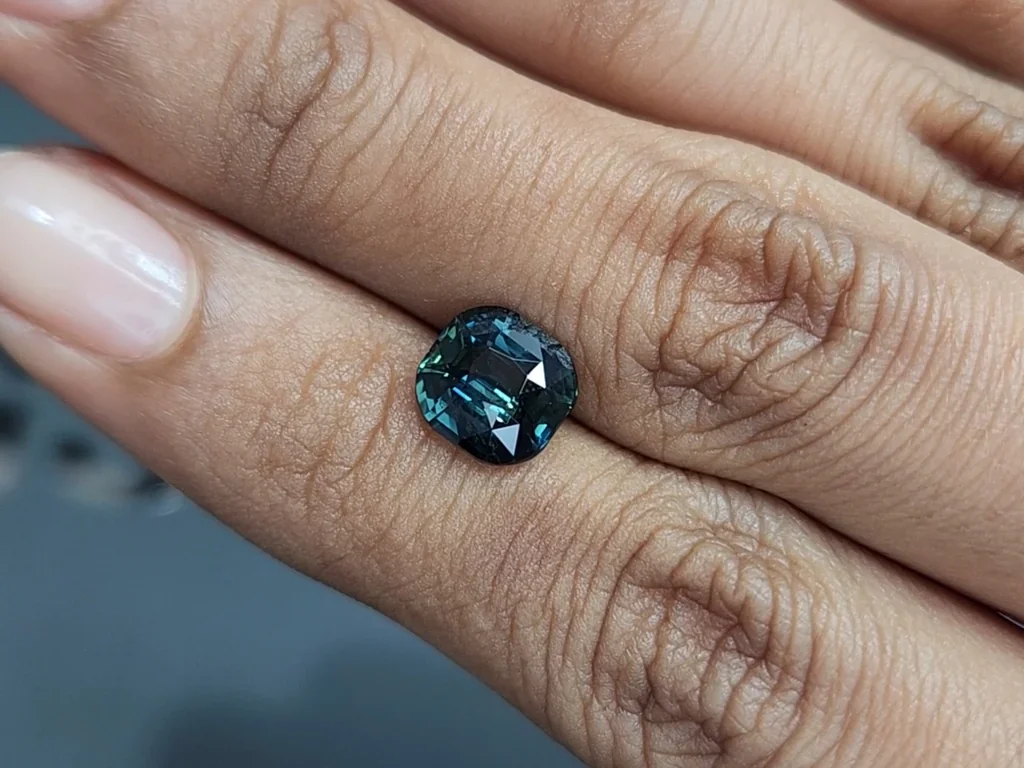 Unheated Teal sapphire  cushion cut 3.06 carats, Madagascar Image №2