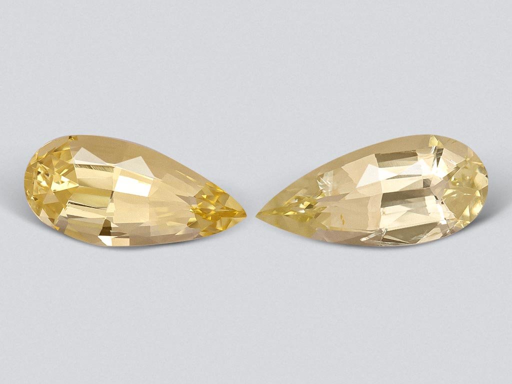 Pair of yellow Nigerian beryls in pear cut 1.54 carats Image №1