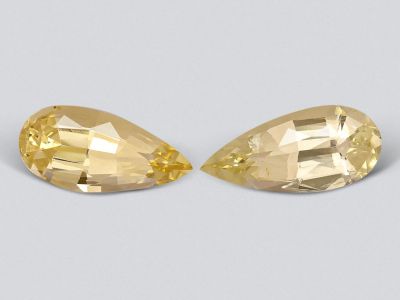 Pair of yellow Nigerian beryls in pear cut 1.54 carats photo