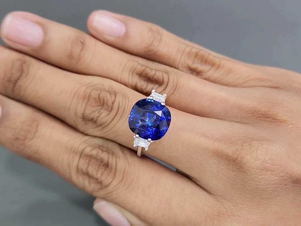 Saphir Bleu Royal taille coussin 9,11 carats, Sri Lanka Image №5