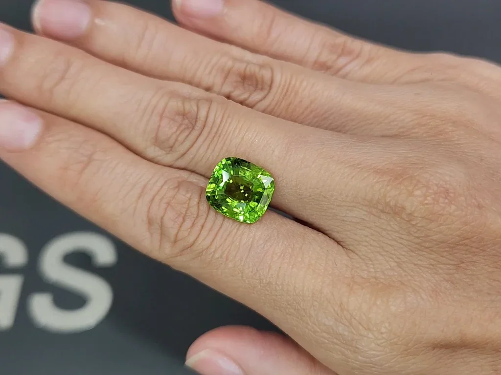 Peridoto verde talla cojín 5,80 carats, Birmania Image №2